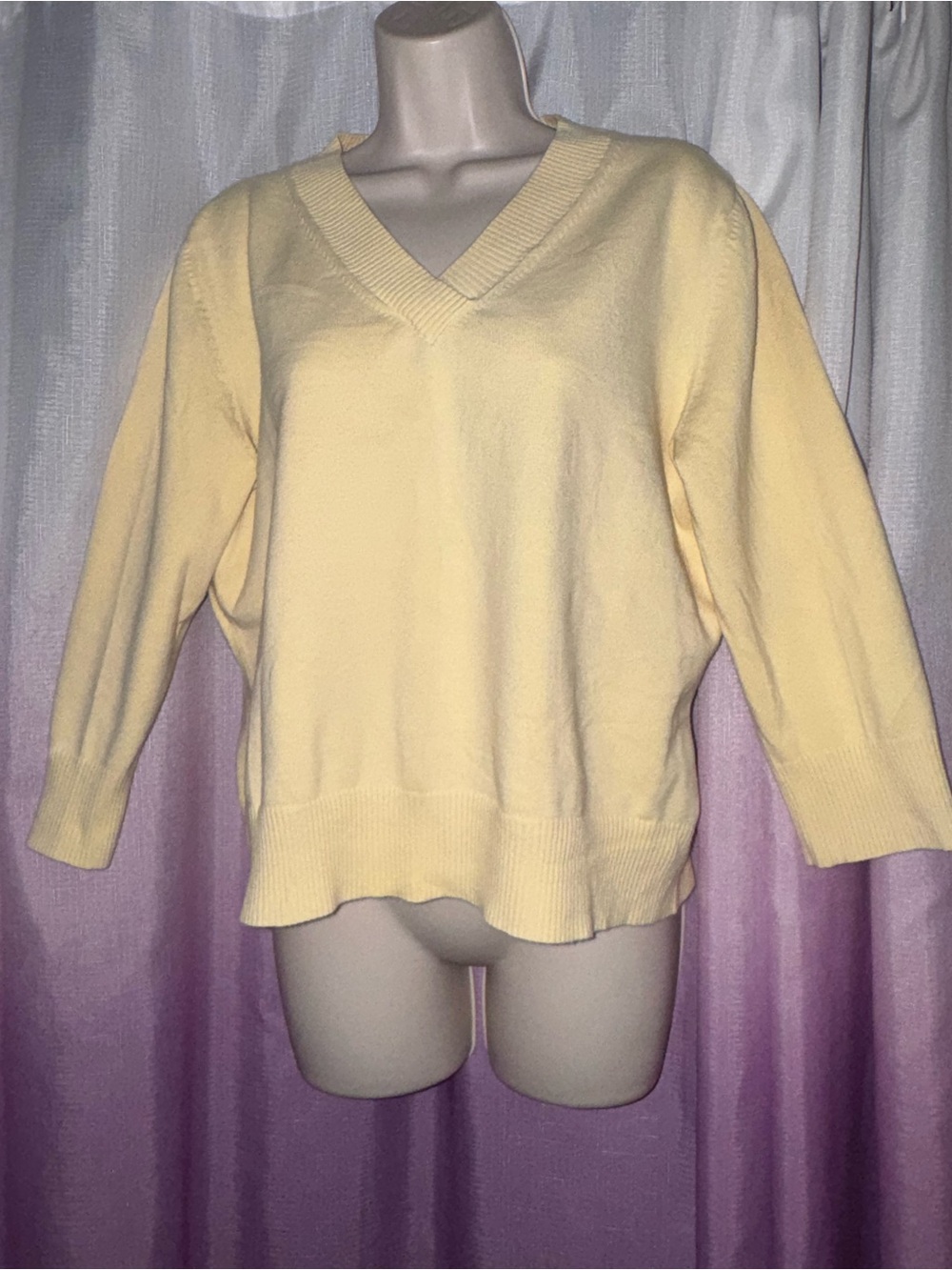 Women's V-Neck Lightweight Yellow Sweater